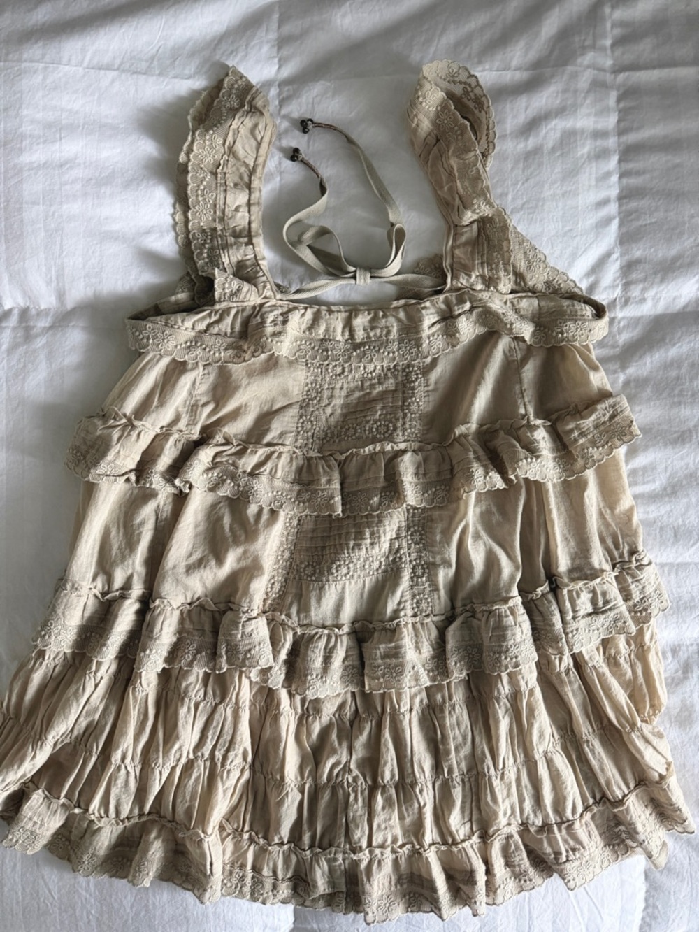 NWT Free People Intimately Tiered And True Ruffled Romper Cotton Floral Lace XL